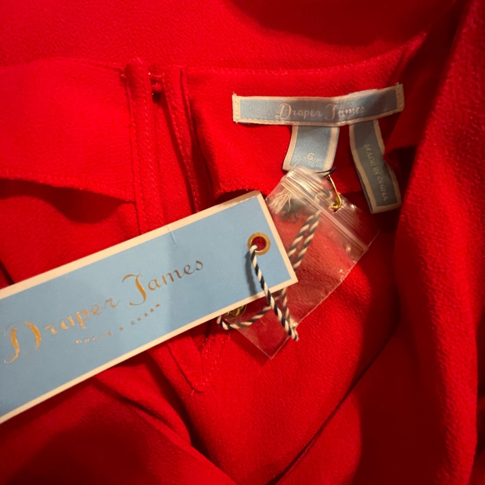Draper James Beautiful Haute Red Ruffle Shoulder Dress 6 FREE SHIP - Picture 4 of 5